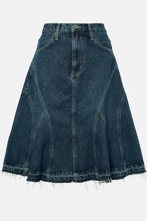 RE/DONE Pleated denim midi skirt
