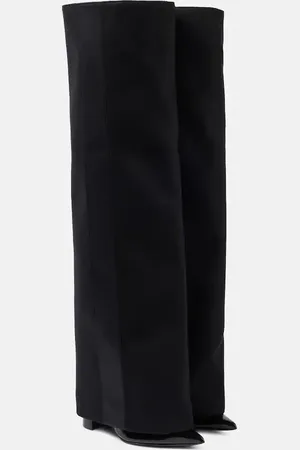 SACAI Leather-trimmed melton knee-high boots