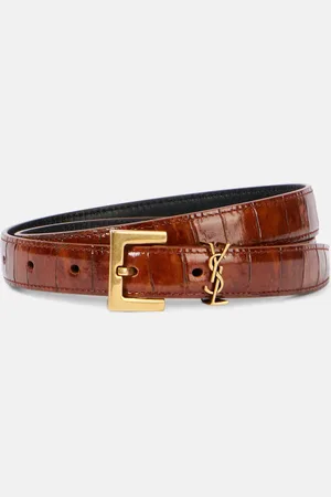 Saint Laurent Cassandre croc-effect leather belt