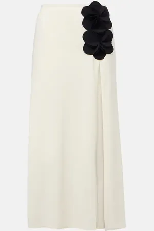 Karla Colletto Tess floral-appliquÃ© midi skirt