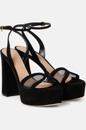 Gianvito Rossi Velvet and mesh platform sandals