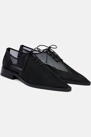 Victoria Beckham Leather-trimmed mesh flats