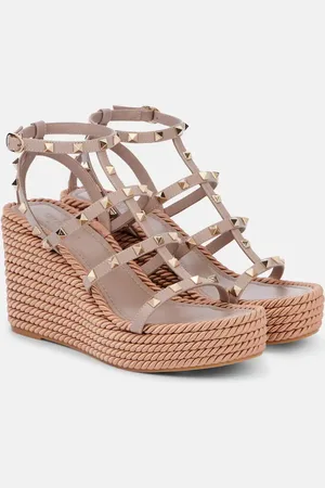 VALENTINO GARAVANI Rockstud leather wedge esapdrilles