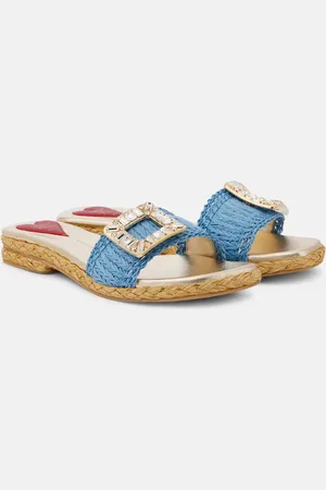 Roger Vivier Espa embellished raffia slides