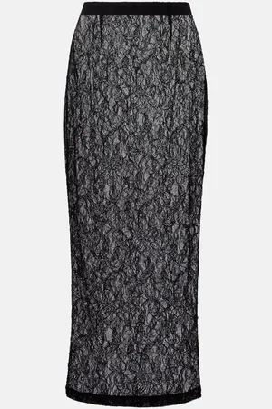 WARDROBE.NYC Sheer lace midi skirt
