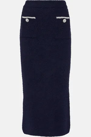 Self-Portrait Embellished high-rise knit midi skirt