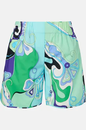 Puccini Orchidee printed cotton high-rise shorts