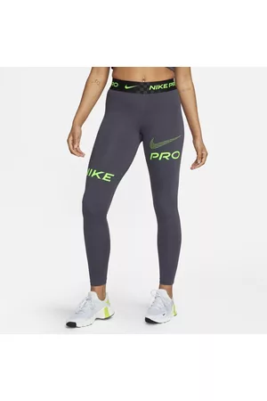 Nike Mujer Leggings - Leggings de entrenamiento con gráfico de tiro medio y largo completo para mujer Pro