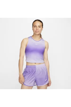 Nike Mujer Playeras - Camiseta de tirantes de running cropped para mujer Dri-FIT Swoosh