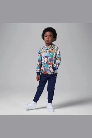 Nike Jordan MJ Brooklyn Conjunto de sudadera con gorro de French Terry estampado infantil de dos piezas