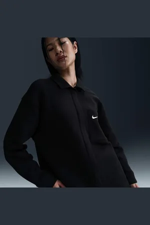 Nike Chamarra tipo camisa oversized para mujer Sportswear Phoenix Fleece