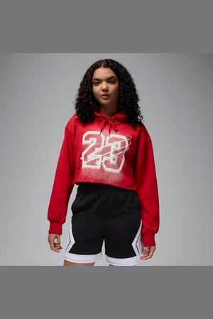 Nike Sudadera con gorro con forro de satén corta para mujer Jordan Flight Fleece