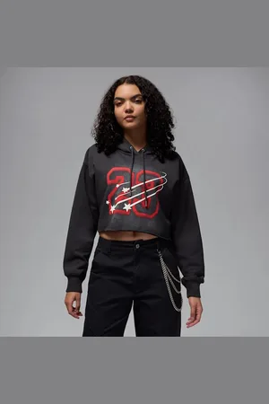 Nike Sudadera con gorro con forro de satén corta para mujer Jordan Flight Fleece