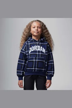 Nike Sudadera con gorro sin cierre con estampado a cuadros para niños talla pequeña Jordan Brooklyn Essentials