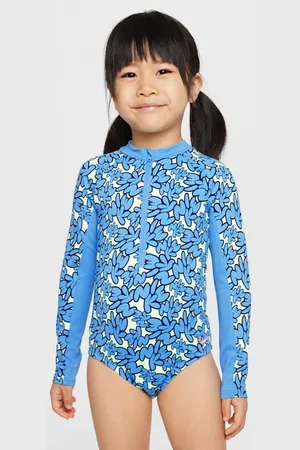 Nike Traje de baño de una pieza de manga larga para niña talla pequeña Swim