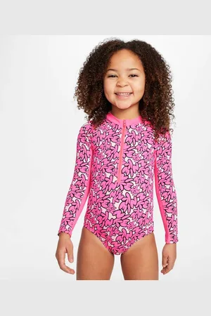 Nike Traje de baño de una pieza de manga larga para niña talla pequeña Swim
