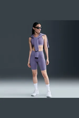 Nike Shorts de ciclismo con bolsillos de 20 cm de tiro alto y media sujeción para mujer Universa