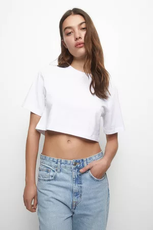 Pull&Bear Mujer Cropped - Playera Básica Cropped