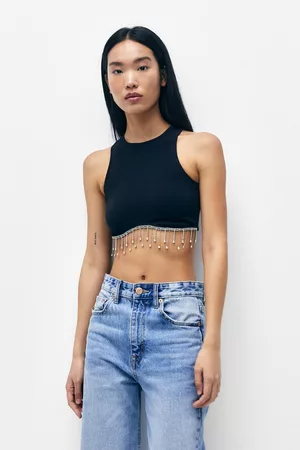 Pull&Bear Mujer Crop tops - Crop Top Bajo Strass