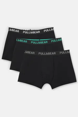 Pull&Bear Pack 3 Boxers Negros Logo Verde Agua