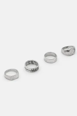Pull&Bear Pack 4 Anillos Plateados