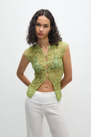Pull&Bear Camisa Encaje Estampado Floral Manga Corta