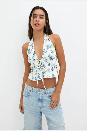 Pull&Bear Top Halter Estampado Floral