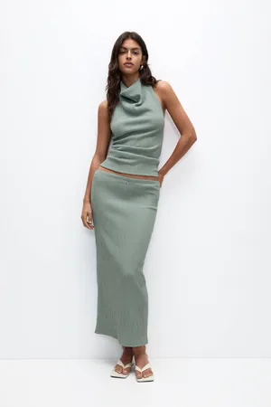 Pull&Bear Falda Midi Bámbula Amarrado