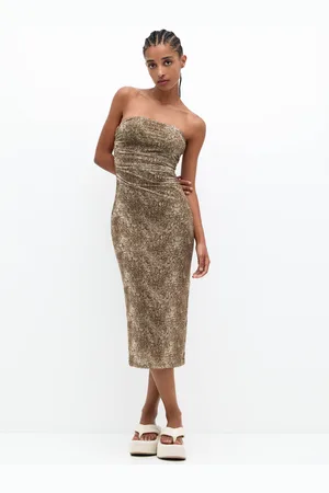 Pull&Bear Vestido Midi Tul Estampado Animal