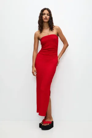 Pull&Bear Vestido Midi Strapless
