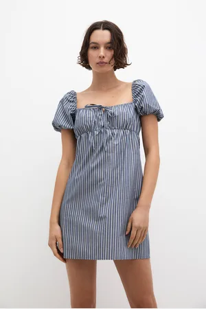 Pull&Bear Vestido Corto Rayas Detalle Lazos