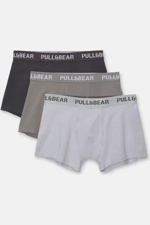 Pull&Bear Pack 3 Boxers Grises Logo Contraste