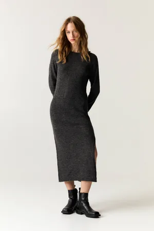 Pull&Bear Vestido Largo Punto Abertura