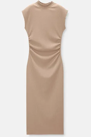 Pull&Bear Vestido Midi Bambula Frunces