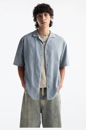Pull&Bear Camisa Básica Manga Corta Con Lino