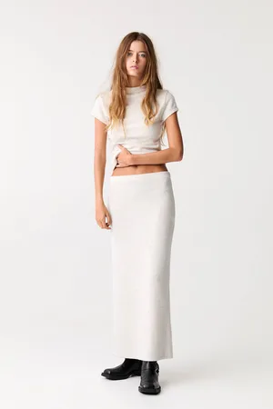 Pull&Bear Falda Midi Punto