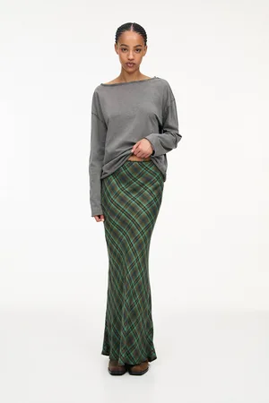Pull&Bear Falda Larga Cuadros