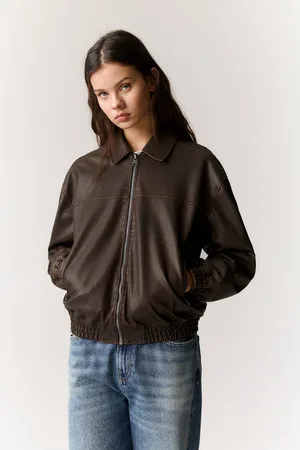 Pull&Bear Chamarra Bomber Efecto Piel