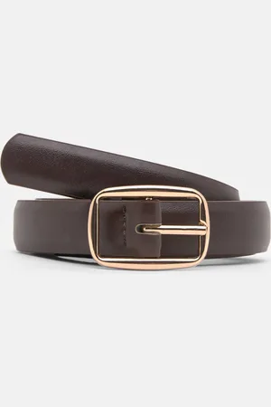 Pull&Bear Cinturón Fino Café Efecto Piel