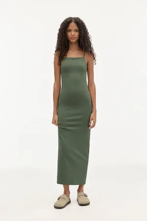 Pull&Bear Vestido Midi Escote Recto