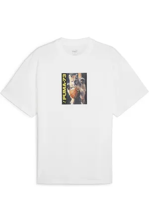 PUMA Playera de básquet Banned From TV para hombre en Talla Chico en Blanco |