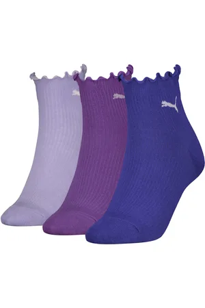 PUMA Pack 3 pares de calcetines para mujer en Talla 5-7.5 en Violeta