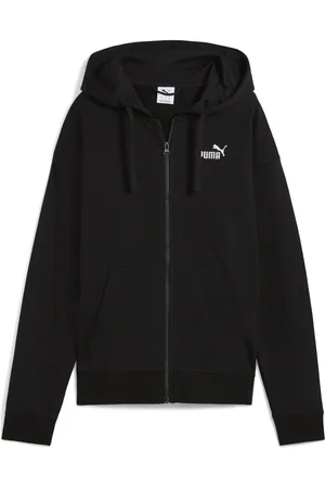 PUMA Sudadera con capucha y cierre completo de felpa francesa logotipo pequeño Essentials No. 1 en Talla Chico en Negro |