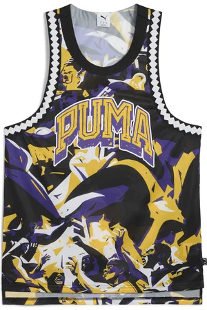 PUMA Rival Rage Camiseta sin mangas de malla con estampado integral para hombre en Talla Chico en Violeta |