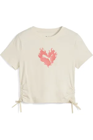 PUMA Playera FLAMING LOVE adolescentes en Talla 15-16Y en Blanco |