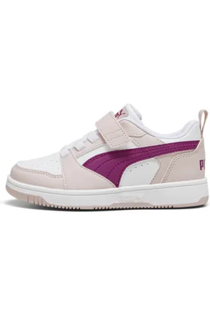 PUMA Tenis Rebound V6 para Niños en Talle 16.5 en Mauve Mist/magenta Gleam/ Blanco