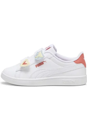 PUMA Tenis para Niñas Smash 3.0 Badges en Talle 20 en Blanco/frosted dew/salmon
