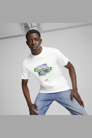 PUMA F1 Logo Graphic Tee Men en Talle Mediana Blanco