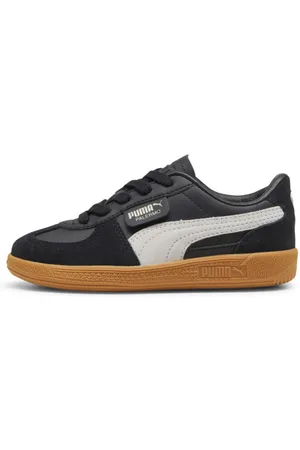 PUMA Tenis Infantiles de Cuero Palermo en Talle 19 Negro/feather Gray/gum