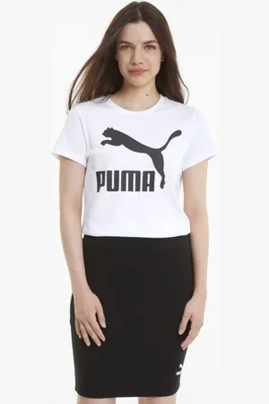 PUMA Camiseta Classics Logo para Mujer en Talle XS Blanco